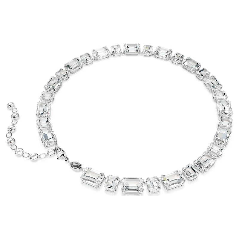 Millenia necklace, Octagon cut, White, Rhodium plated by SWAROVSKI