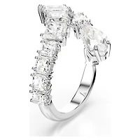 Matrix ring, Mixed cuts, White, Rhodium plated by SWAROVSKI