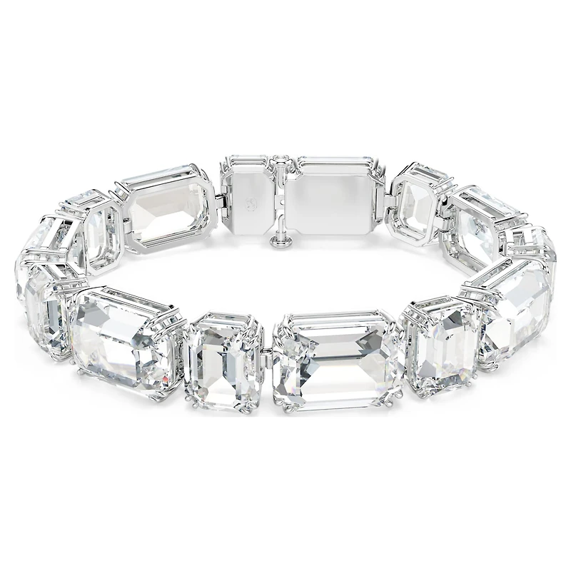 Millenia bracelet, Octagon cut, White, Rhodium plated by SWAROVSKI