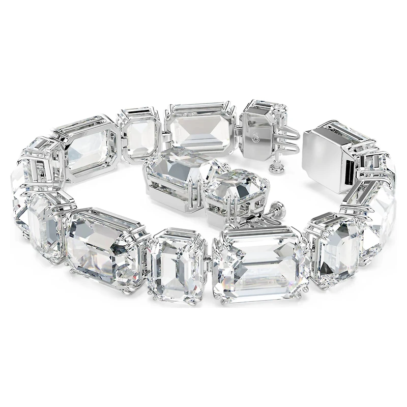 Millenia bracelet, Octagon cut, White, Rhodium plated by SWAROVSKI