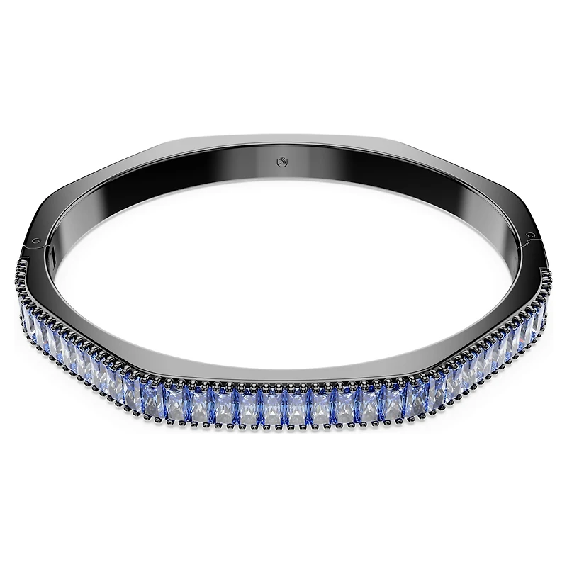 Matrix bangle, Baguette cut, Octagon shape, Blue, Ruthenium plated by SWAROVSKI