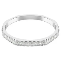 Matrix bangle, Baguette cut, Octagon shape, White, Rhodium plated by SWAROVSKI