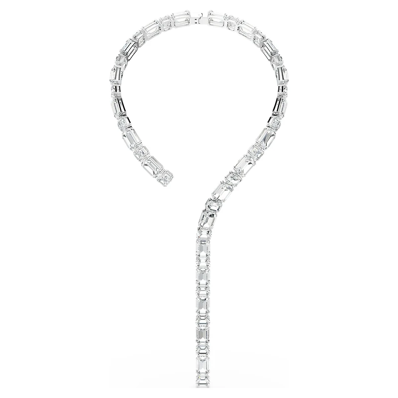 Millenia necklace, Octagon cut, White, Rhodium plated by SWAROVSKI