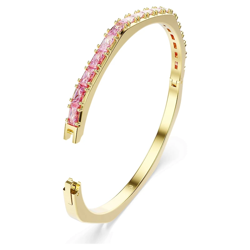 Matrix bangle, Baguette cut, Octagon shape, Pink, 18K gold finish