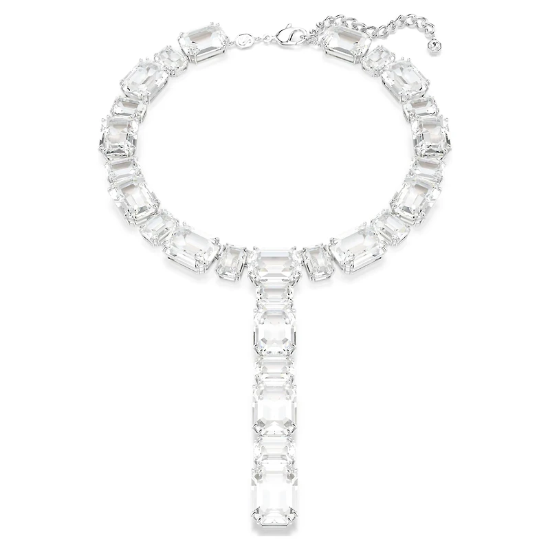 Millenia necklace, Mixed cuts, White, Rhodium plated by SWAROVSKI
