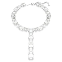 Millenia necklace, Mixed cuts, White, Rhodium plated by SWAROVSKI