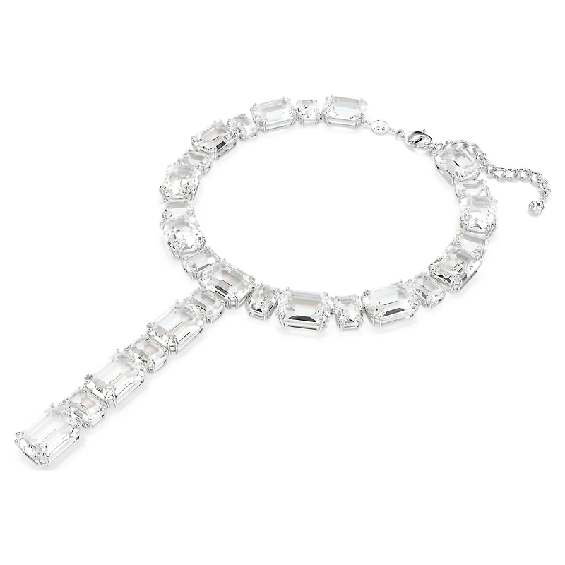 Millenia necklace, Mixed cuts, White, Rhodium plated by SWAROVSKI