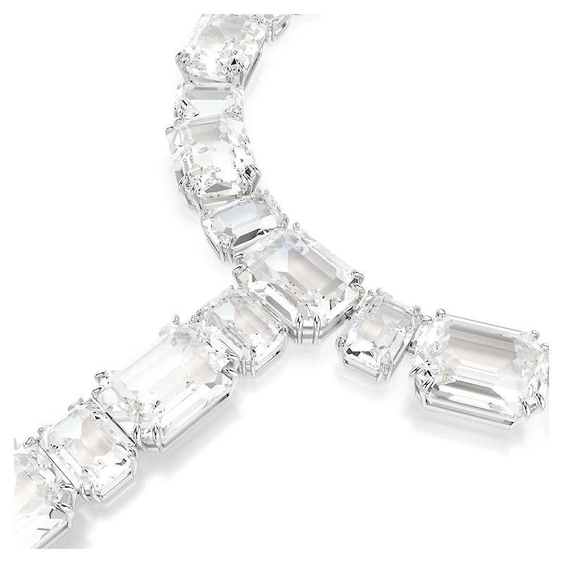 Millenia necklace, Mixed cuts, White, Rhodium plated by SWAROVSKI