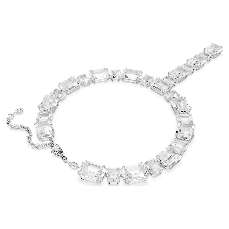 Millenia necklace, Mixed cuts, White, Rhodium plated by SWAROVSKI
