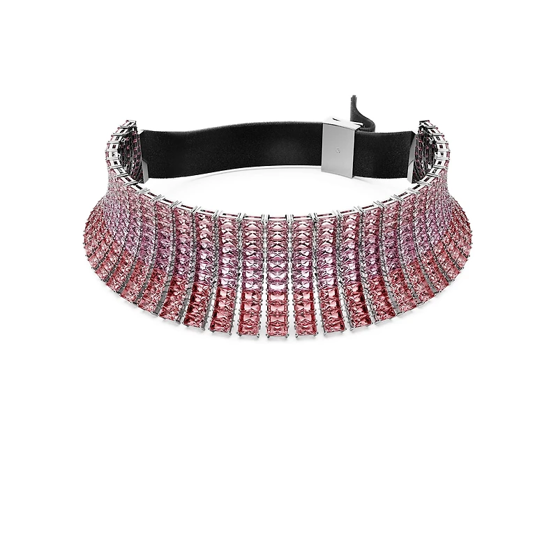 Matrix choker, Baguette cut, Pink, Rhodium plated by SWAROVSKI