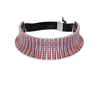 Matrix choker, Baguette cut, Pink, Rhodium plated by SWAROVSKI