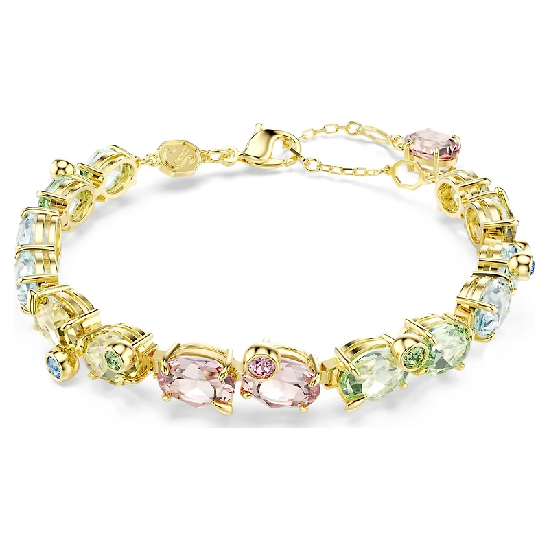 Gema bracelet, Mixed cuts, Multicoloured, 18K gold finish