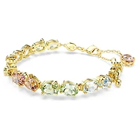 Gema Tennis bracelet, Mixed cuts, Multicoloured, Gold-tone plated by SWAROVSKI