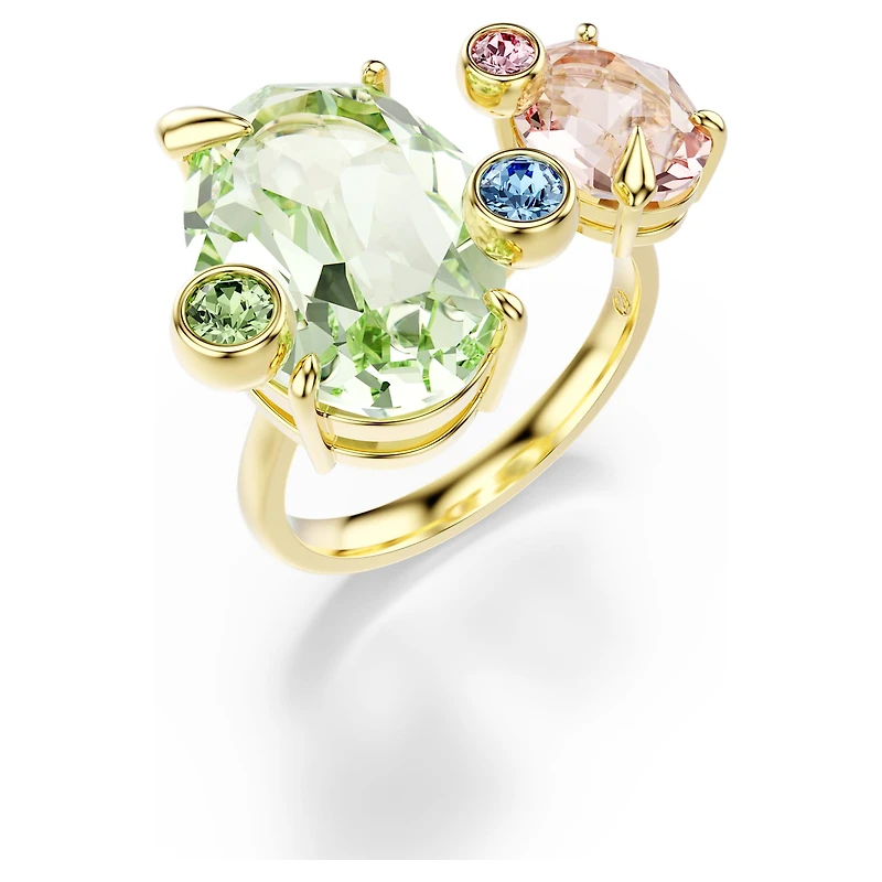 Gema ring, Set (3), Mixed cuts, Multicoloured, 18K gold finish