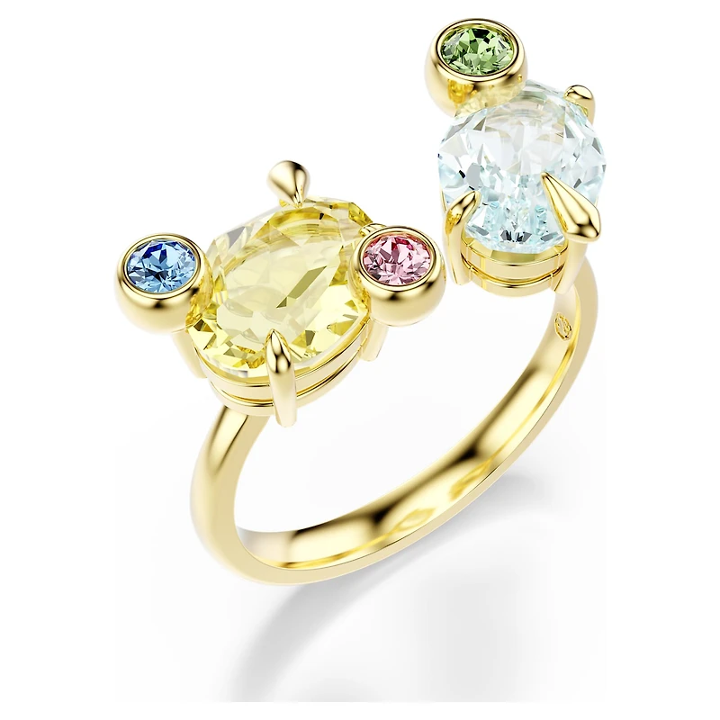 Gema ring, Set (3), Mixed cuts, Multicoloured, 18K gold finish