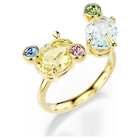 Gema ring, Set (3), Mixed cuts, Multicoloured, 18K gold finish