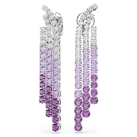 Matrix Clip earrings, Color gradient, Round cuts, Purple, Rhodium plated by SWAROVSKI