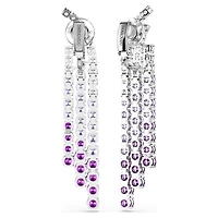 Matrix clip earrings, Colour gradient, Round cuts, Purple, Rhodium plated by SWAROVSKI