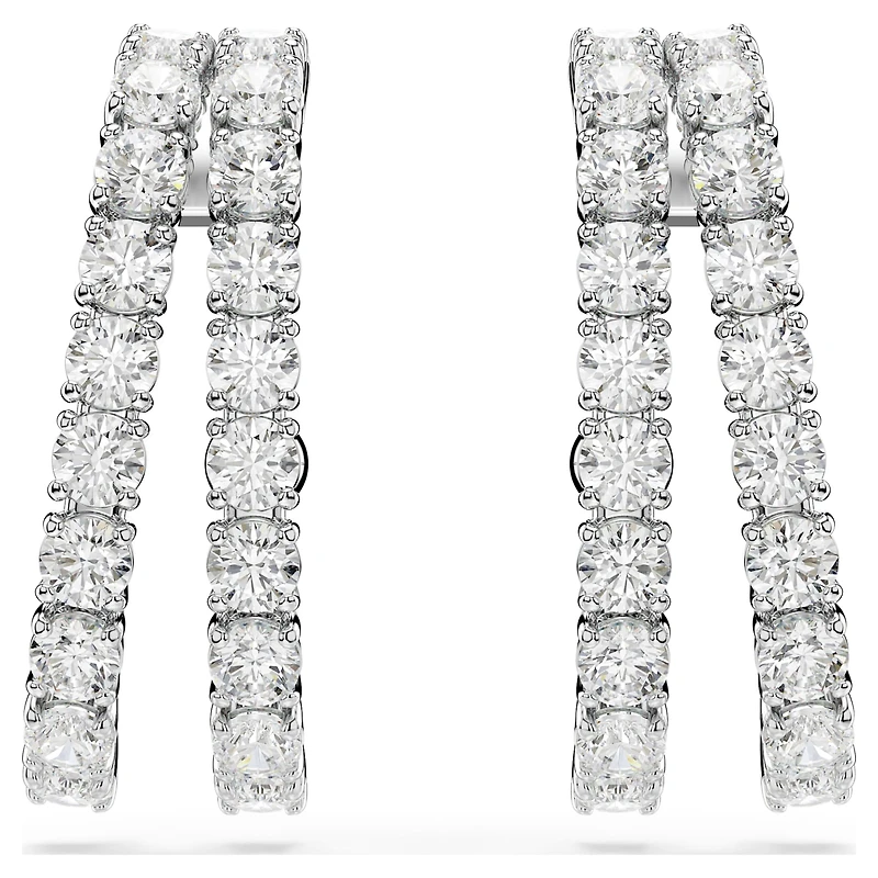 Matrix ear cuffs, Round cut, White, Rhodium plated by SWAROVSKI
