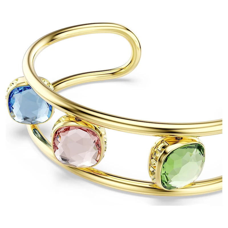 Chroma cuff, Cushion cut, Multicoloured, 18K gold finish