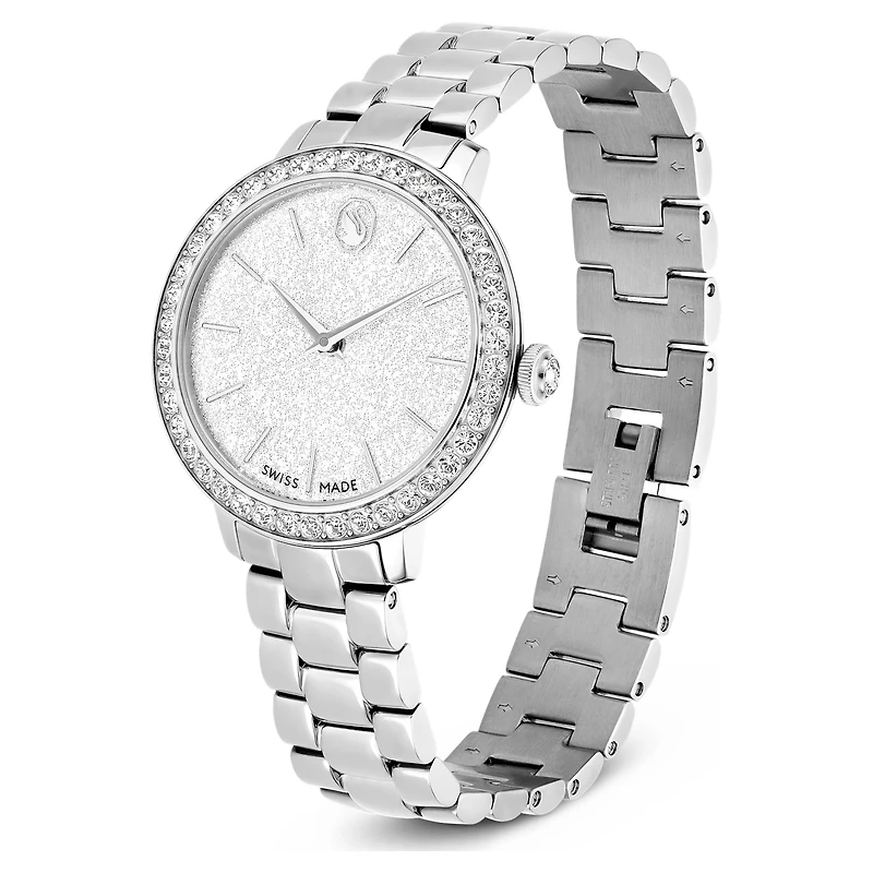 Matrix 3-link watch, Swiss Made, Metal bracelet, Silver Tone, Stainless steel by SWAROVSKI