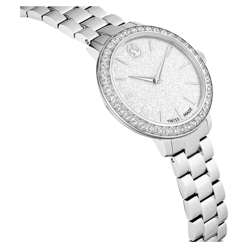 Matrix 3-link watch, Swiss Made, Metal bracelet, Silver tone, Stainless steel by SWAROVSKI