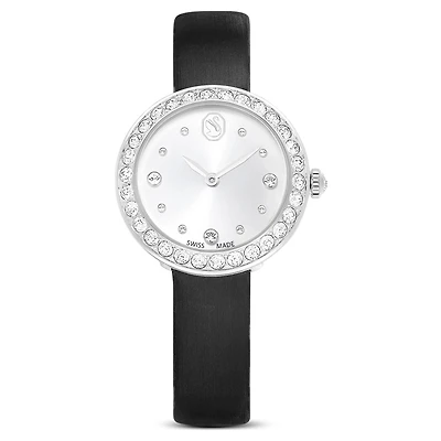 Matrix tennis watch, Swiss Made, Leather strap, Black, Stainless steel