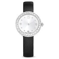 Matrix tennis watch, Swiss Made, Leather strap, Black, Stainless steel by SWAROVSKI