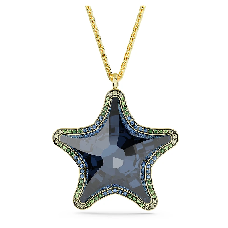 Idyllia SCS pendant, Starfish, Blue, Gold-tone plated by SWAROVSKI