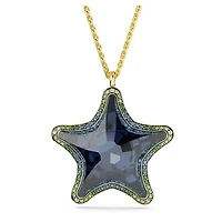 Idyllia SCS pendant, Starfish, Blue, Gold-tone plated by SWAROVSKI