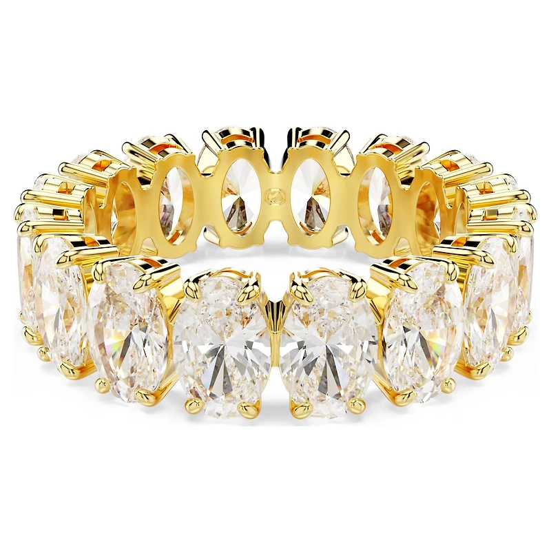 Matrix ring, Oval cut, White, Gold-tone plated by SWAROVSKI