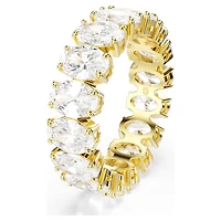 Matrix ring, Oval cut, White, 18K gold finish