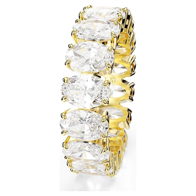 Matrix ring, Oval cut, White, 18K gold finish