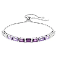 Matrix Tennis bracelet, Baguette cut, Purple, Rhodium plated by SWAROVSKI