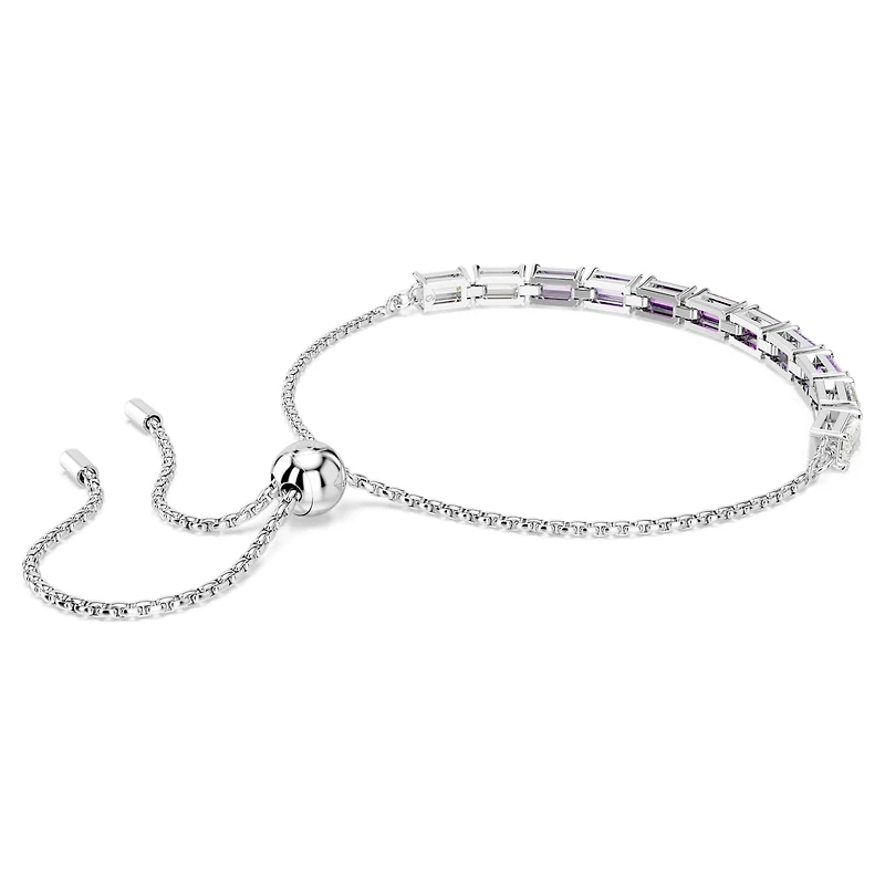 Matrix Tennis bracelet, Baguette cut, Purple, Rhodium plated by SWAROVSKI