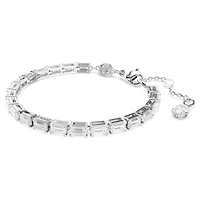 Matrix Tennis bracelet, Baguette cut, White, Rhodium plated by SWAROVSKI