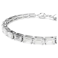 Matrix Tennis bracelet, Baguette cut, White, Rhodium plated by SWAROVSKI