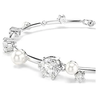 Constella bracelet, Crystal pearl, Round cuts, White, Rhodium plated by SWAROVSKI