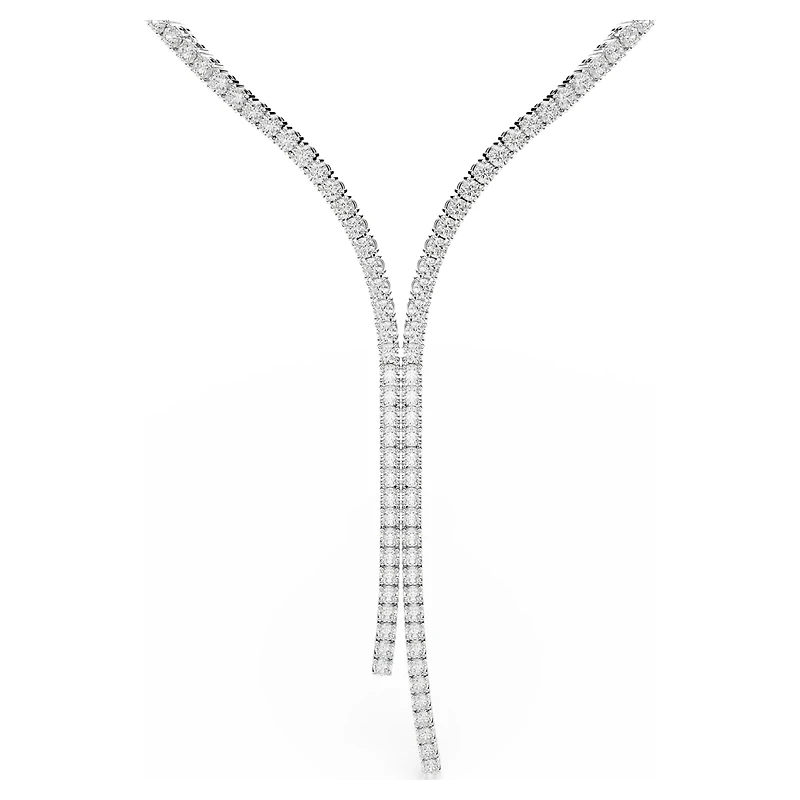 Matrix Y necklace, Round cut, White, Rhodium plated by SWAROVSKI