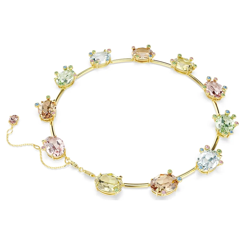 Gema necklace, Mixed cuts, Multicoloured, 18K gold finish