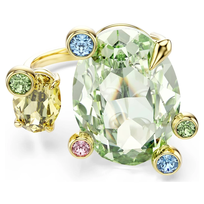 Gema open ring, Mixed cuts, Multicoloured, 18K gold finish