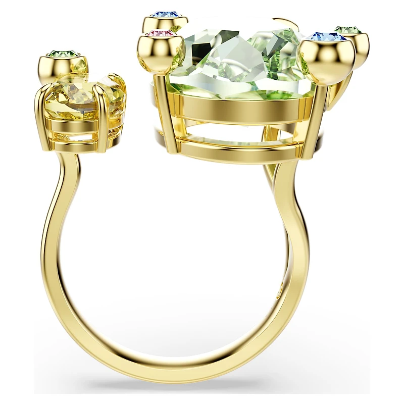 Gema open ring, Mixed cuts, Multicoloured, 18K gold finish