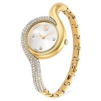 Dextera asymmetric watch, Swiss Made, Metal bracelet, Gold tone, Gold-tone finish by SWAROVSKI
