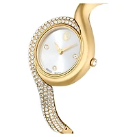 Dextera asymmetric watch, Swiss Made, Metal bracelet, Gold tone, Gold-tone finish by SWAROVSKI