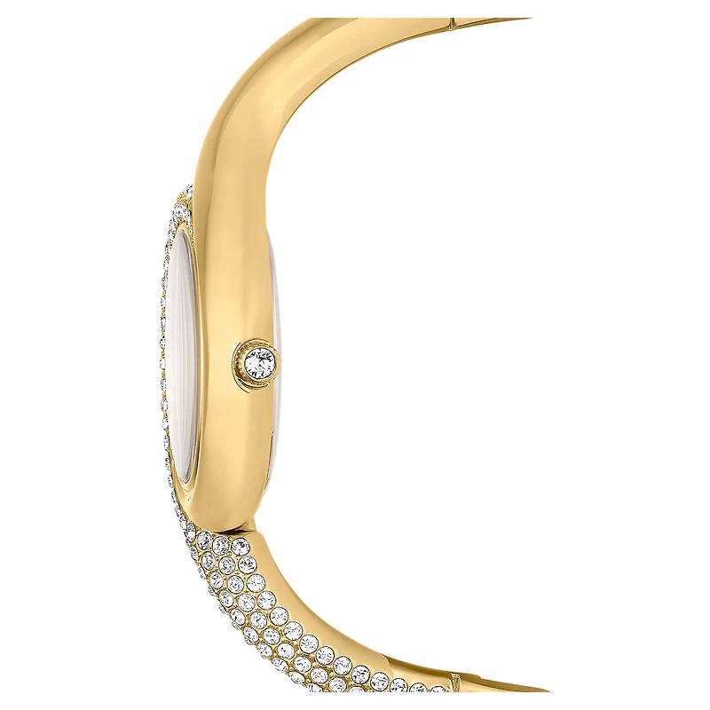 Dextera asymmetric watch, Swiss Made, Metal bracelet, Gold tone, Gold-tone finish by SWAROVSKI