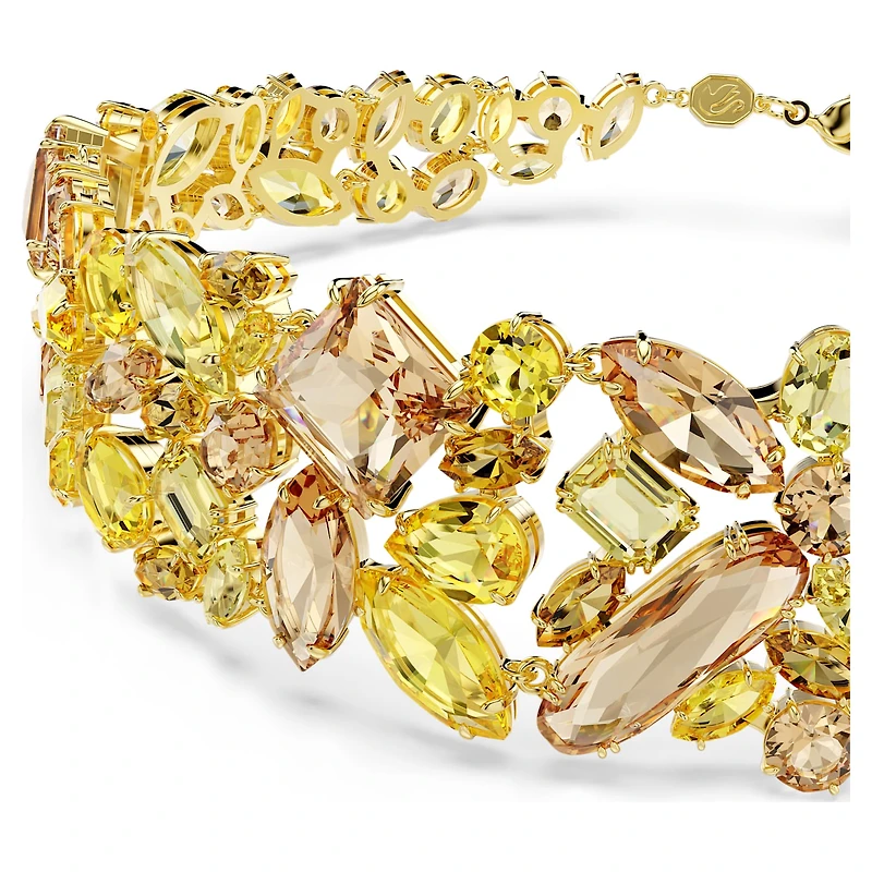 Gema choker, Mixed cuts, Yellow, 18K gold finish