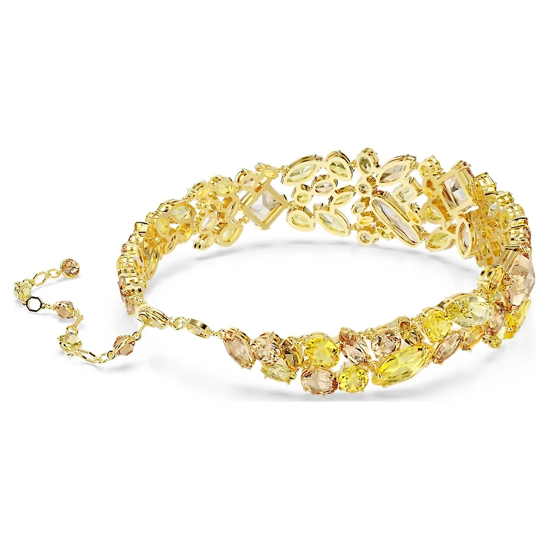 Gema choker, Mixed cuts, Yellow, 18K gold finish