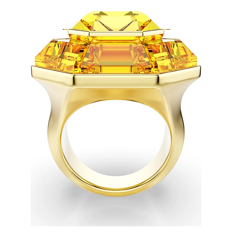 Lucent cocktail ring, Octagon shape, Yellow, Gold-tone plated by SWAROVSKI
