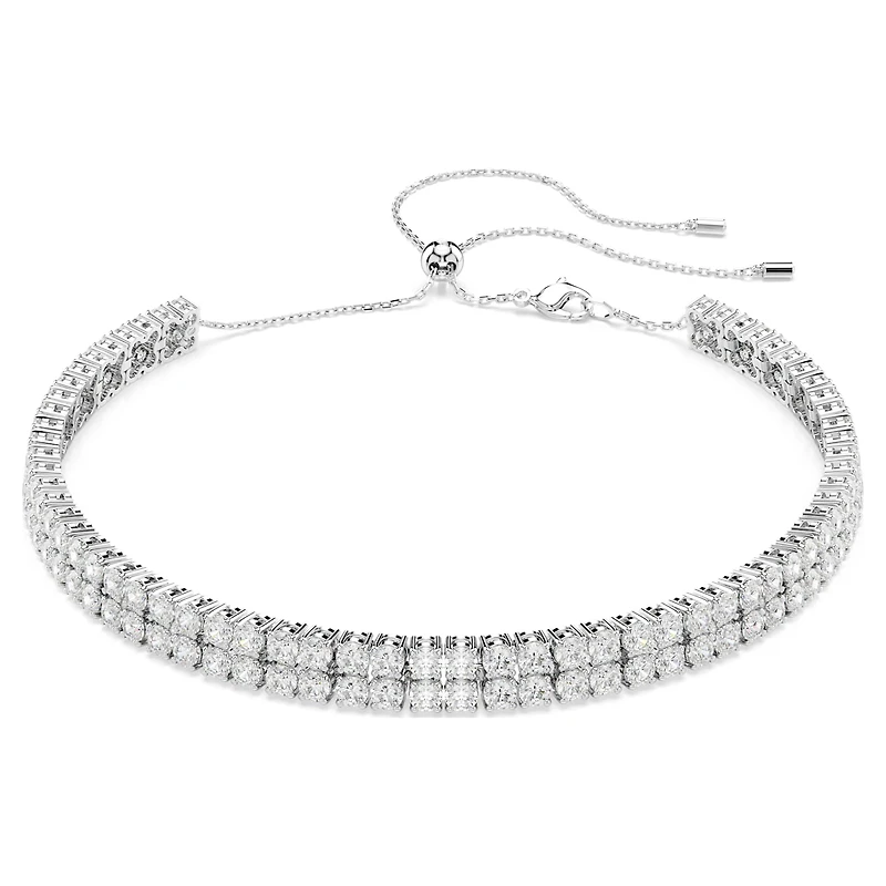 Matrix choker, Round cut, White, Rhodium plated by SWAROVSKI