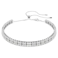 Matrix choker, Round cut, White, Rhodium plated by SWAROVSKI